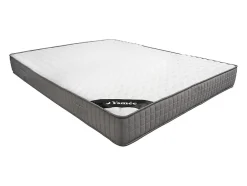 Vente-unique Lit avec chevets 160 x 200 cm - Avec LEDs - Coloris : Naturel et anthracite + Sommier + Matelas - ELYNIA
