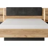 Vente-unique Lit avec chevets 140 x 190 cm - Avec LEDs - Coloris : Naturel et anthracite + Sommier + Matelas - ELYNIA Sale