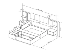Vente-unique Lit avec chevets 140 x 190 cm - Avec LEDs - Coloris : Naturel et anthracite + Sommier + Matelas - ELYNIA Sale