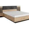 Vente-unique Lit avec chevets 160 x 200 cm - Avec LEDs - Coloris : Naturel et noir - ARIADA