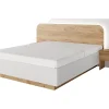 Vente-unique Lit avec chevets 160 x 200 cm - Avec LEDs - Coloris : Naturel et blanc + Sommier + Matelas - DESADO Sale