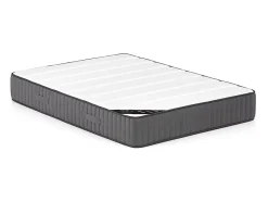 Vente-unique Lit avec chevets 160 x 200 cm - Avec LEDs - Coloris : Naturel et anthracite + Sommier + Matelas - ELYNIA Sale
