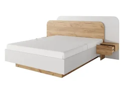 Vente-unique Lit avec chevets 160 x 200 cm - Avec LEDs - Coloris : Naturel et blanc - DESADO Online