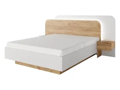 Vente-unique Lit avec chevets 160 x 200 cm - Avec LEDs - Coloris : Naturel et blanc - DESADO Online