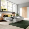 Vente-unique Lit avec chevets 160 x 200 cm - 2 tiroirs - Avec LEDs - Coloris : Blanc et naturel - FRANCOLI Clearance