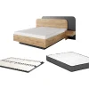 Vente-unique Lit avec chevets 160 x 200 cm - Avec LEDs - Coloris : Naturel et anthracite + Sommier + Matelas - DESADO
