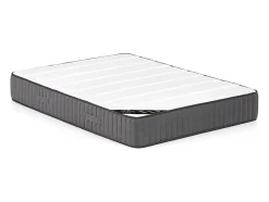 Vente-unique Lit avec chevets 160 x 200 cm - Avec LEDs - Coloris : Naturel et blanc + Sommier + Matelas - ELYNIA Outlet