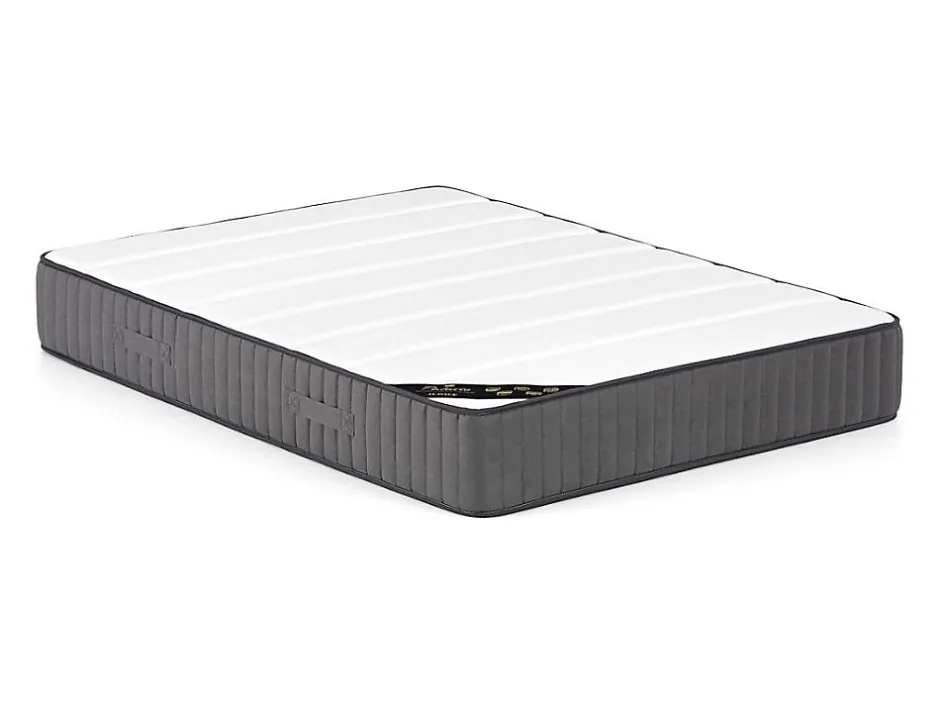 Vente-unique Lit avec chevets 160 x 200 cm - Avec LEDs - Coloris : Naturel et blanc + Sommier + Matelas - ELYNIA Outlet