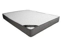 Vente-unique Lit avec chevets 160 x 200 cm - 2 tiroirs - Avec LEDs - Blanc et naturel + Sommier + Matelas - FRANCOLI