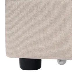 Okwish Lit avec rangement 90 x 200 cm - Lit Simple avec Tiroirs et LED - Lin Bois Métal - Sans Matelas - Beige