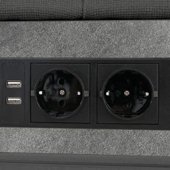 Okwish Lit avec rangement 140 x 200 cm - Lit Double avec 4 Tiroirs et LED - Lin Bois Métal - Sans Matelas - Gris