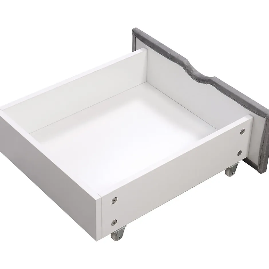 Okwish Lit avec rangement 140x200 cm - Lit Double Capitonné avec 4 Tiroirs - Velours - Sans Matelas - Gris