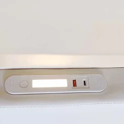 Okwish Lit avec rangement 90x200 cm - Lit enfant capitonné avec veilleuse et port USB - Similicuir - Sans matelas - Blanc