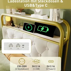 Okwish Lit avec Rangement 90x200 cm - Lit Simple Capitonné avec 2 Tiroirs, Ports USB et LED, Matelas Inclus, Velours, Blanc