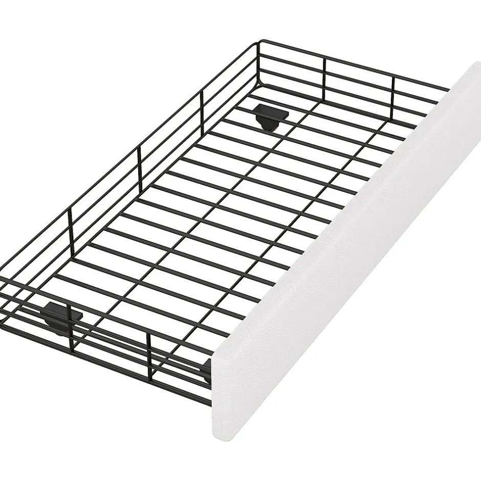 Okwish Lit avec rangement 90x200 cm simple capitonné avec 2 tiroirs et tête de lit ondulée cloutée - revêtement en lin beige clair