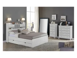 Vente-unique Lit avec rangements 140 x 190 cm - Blanc - MEDERICK