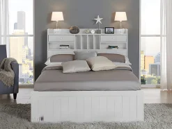 Vente-unique Lit avec rangements 140 x 190 cm - Blanc - MEDERICK
