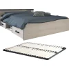 Vente-unique Lit avec rangements 140 x 190 cm - 2 tiroirs et 1 niche - Coloris : Naturel + Sommier - PABLO