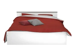 Vente-unique Lit avec rangements 140 x 190 cm - 2 tiroirs et 1 niche - Coloris : Blanc + Sommier - PABLO