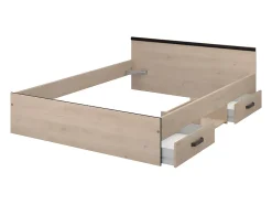 Vente-unique Lit avec rangements 140 x 190 cm - 2 tiroirs et 1 niche - Coloris : Naturel - PABLO Clearance