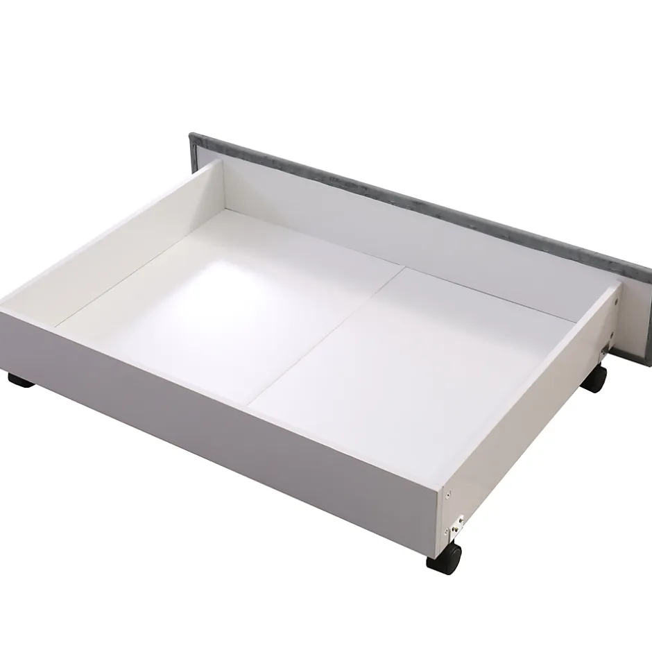 Okwish Lit avec Rangements 160x200, Lit Double Capitonné en Velours Gris avec 2 Tiroirs Online