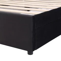 Okwish Lit avec Rangements 140x200, Lit Double Capitonné avec 2 Tiroirs, Velours Noir Online