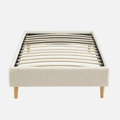 Sweeek Lit avec sommier à lattes. finition bouclette. blanc. L 203 x P 96.5 x H 30cm Hot