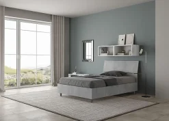 Ityhome Lit avec sommier à lattes 120x190, tête de lit inclinée Demas en béton New