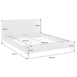 Sweeek Lit avec sommier à lattes et tête de lit. finition tissu. beige L 211 x P 167.5 x H 89cm New