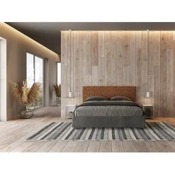 Ityhome Lit avec sommier rembourré 160x200 tissu Era 04 orange Arla