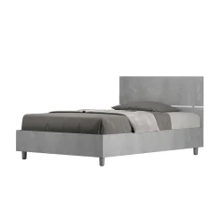 Ityhome Lit avec sommier 120x190, tête de lit droite en béton Demas