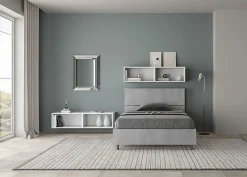 Ityhome Lit avec sommier 120x190, tête de lit droite en béton Demas