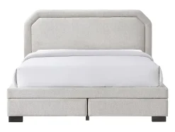 Vente-unique Lit avec tiroirs 160 x 200 cm - Tissu - Beige + Matelas - INASTO