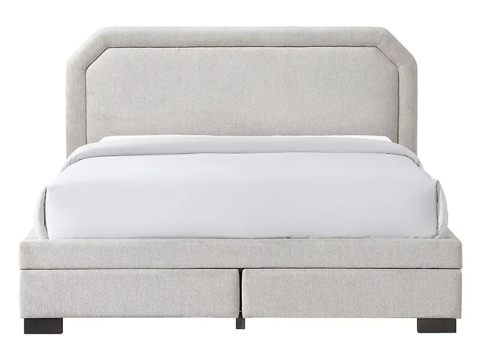 Vente-unique Lit avec tiroirs 160 x 200 cm - Tissu - Beige + Matelas - INASTO