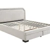 Vente-unique Lit avec tiroirs 160 x 200 cm - Tissu - Beige - INASTO