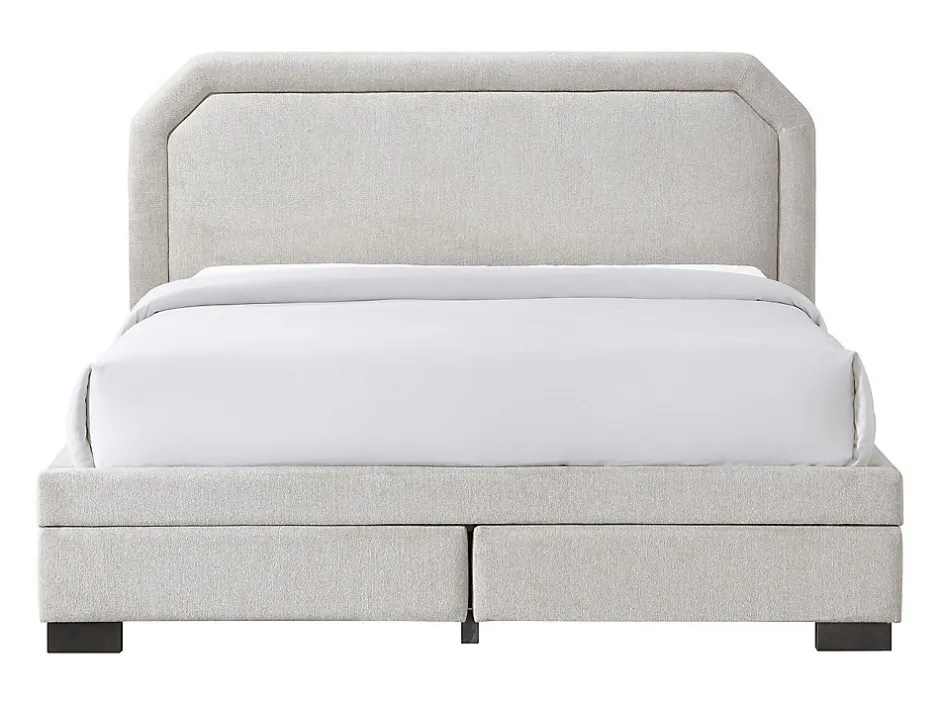 Vente-unique Lit avec tiroirs 160 x 200 cm - Tissu - Beige - INASTO