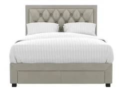 Vente-unique Lit avec tiroirs 160 x 200 cm - Tissu velours - Beige + Matelas - LEOPOLD Sale