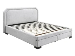Vente-unique Lit avec tiroirs 140 x 190 cm - Tissu - Gris clair - INASTO