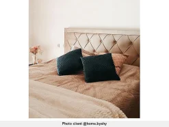 Vente-unique Lit avec tiroirs 180 x 200 cm - Tissu velours - Beige - LEOPOLD Outlet