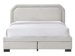 Vente-unique Lit avec tiroirs 140 x 190 cm - Tissu - Beige - INASTO