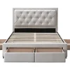Vente-unique Lit avec tiroirs 160 x 200 cm - Tissu - Beige - LEOPOLD Outlet