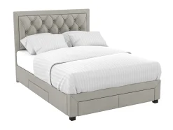 Vente-unique Lit avec tiroirs 160 x 200 cm - Tissu velours bleu + Matelas - LEOPOLD New