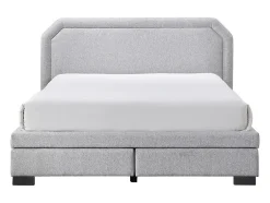 Vente-unique Lit avec tiroirs 160 x 200 cm - Tissu - Gris clair + Matelas - INASTO Clearance