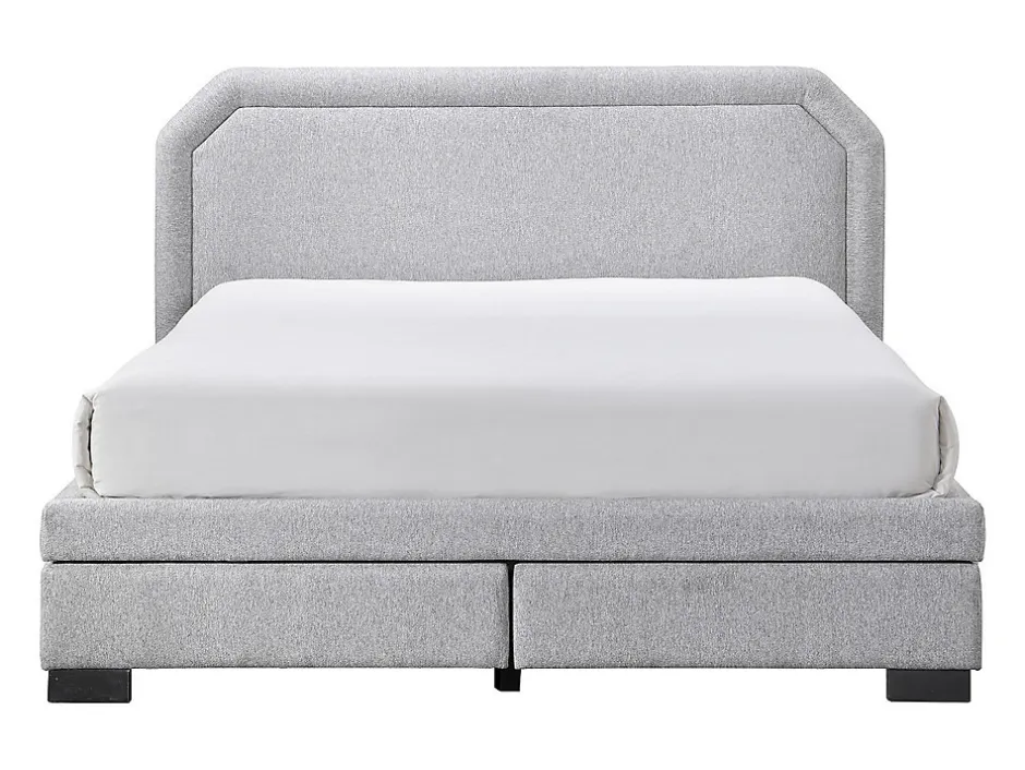 Vente-unique Lit avec tiroirs 160 x 200 cm - Tissu - Gris clair + Matelas - INASTO Clearance