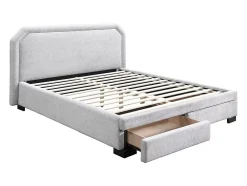 Vente-unique Lit avec tiroirs 160 x 200 cm - Tissu - Gris clair - INASTO Sale