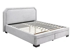 Vente-unique Lit avec tiroirs 160 x 200 cm - Tissu - Gris clair - INASTO Sale