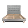 Sommeil De Plomb Lit avec tête de lit capitonnée et sommier kit - Lit en bois massif