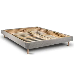 Sommeil De Plomb Lit avec tête de lit capitonnée et sommier kit - Lit en bois massif