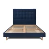 Sommeil De Plomb Lit avec tête de lit capitonnée velours et sommier kit - Lit en bois massif