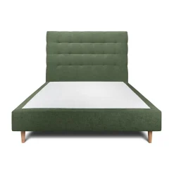 Sommeil De Plomb Lit avec tête de lit capitonnée tissu et sommier tapissier - Lit en bois massif